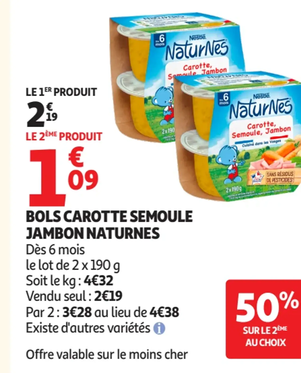 Bols Carotte Semoule Jambon Naturnes