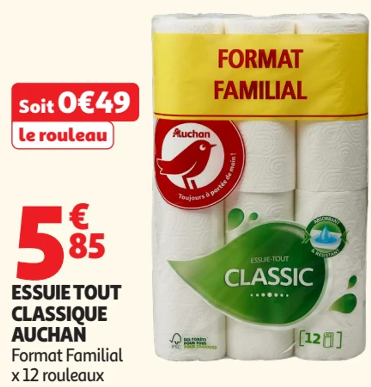 Essuie Tout Classique Auchan Format Familial