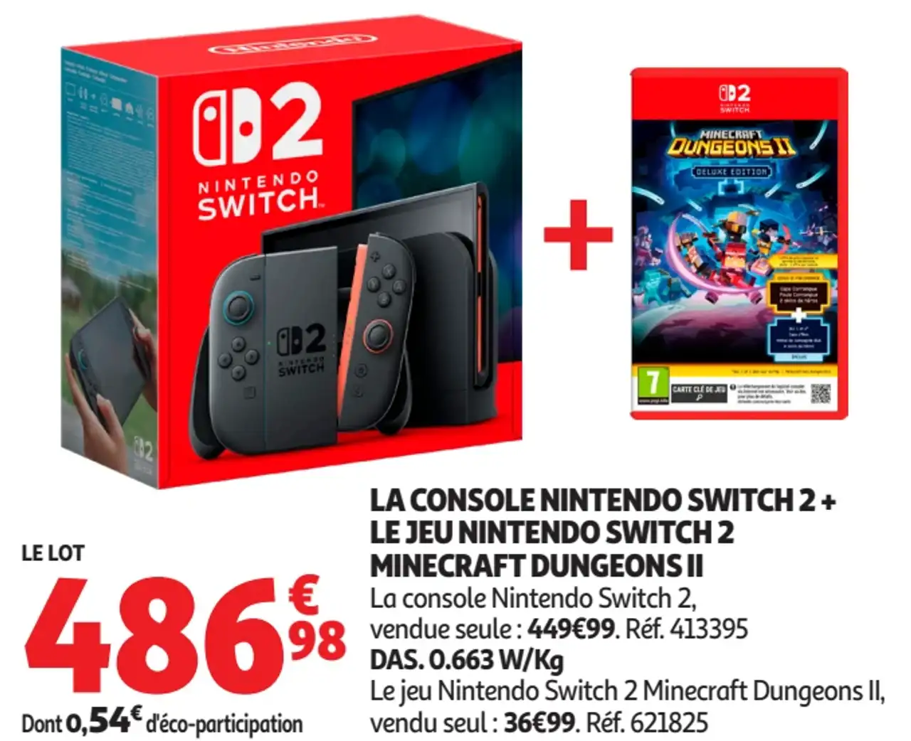 La console Nintendo Switch 2 + Le jeu Nintendo Switch 2 Minecraft Dungeons II