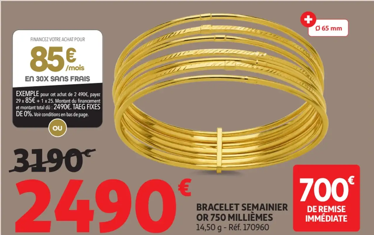 Bracelet Semainier Or 750 Millièmes