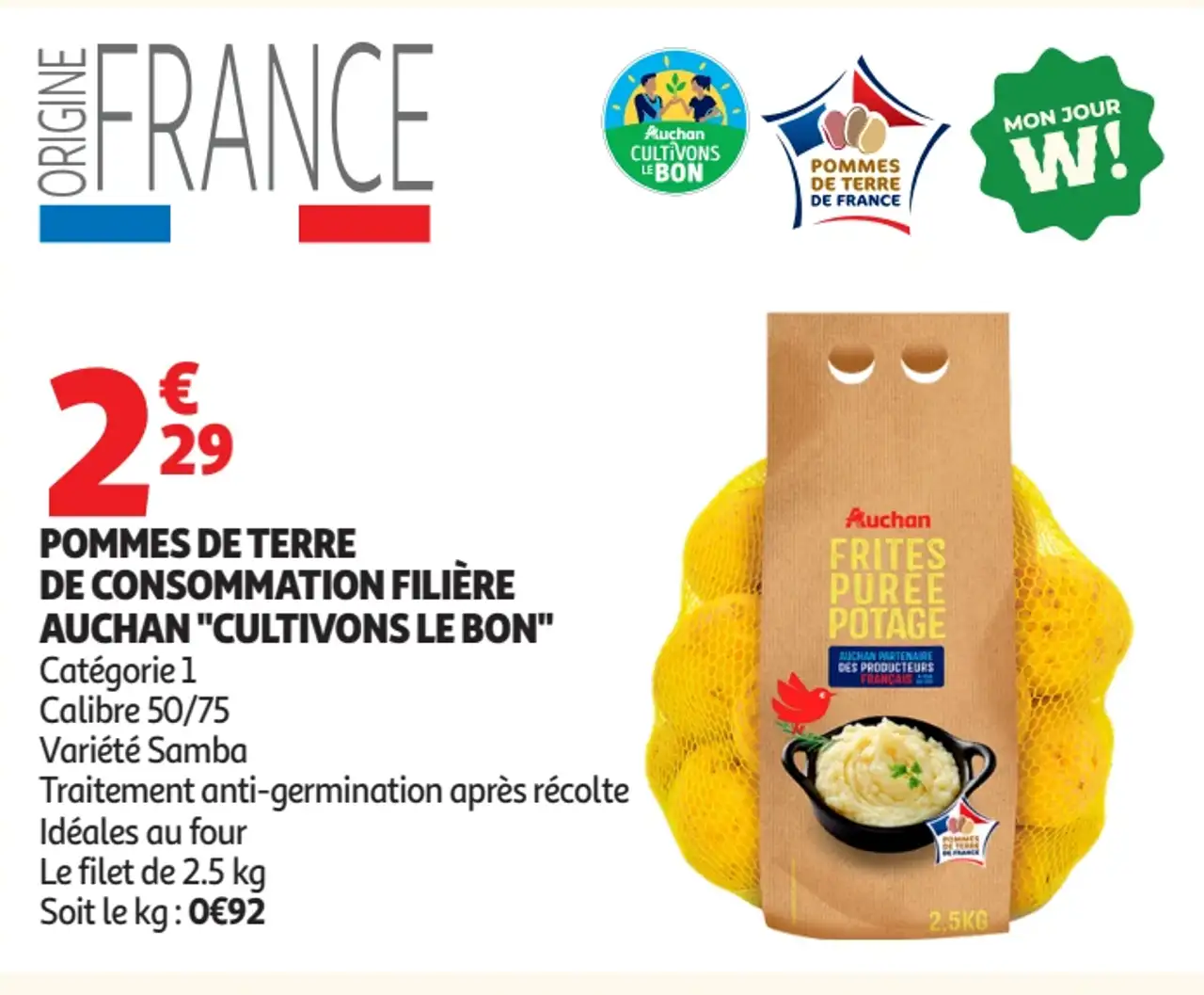 Auchan Pommes de terre de consommation filière 'Cultivons le bon'