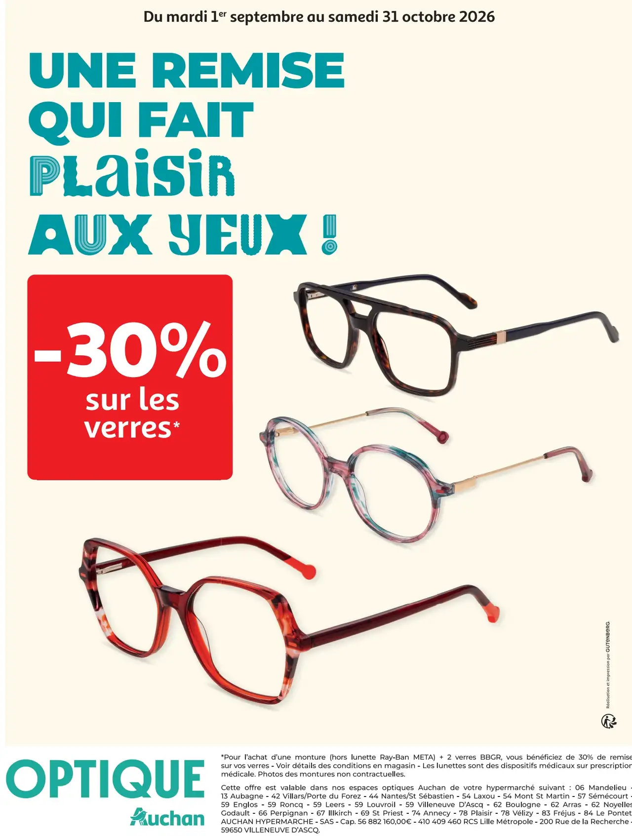 Remise de 30% sur les verres BBGR pour l'achat d'une monture