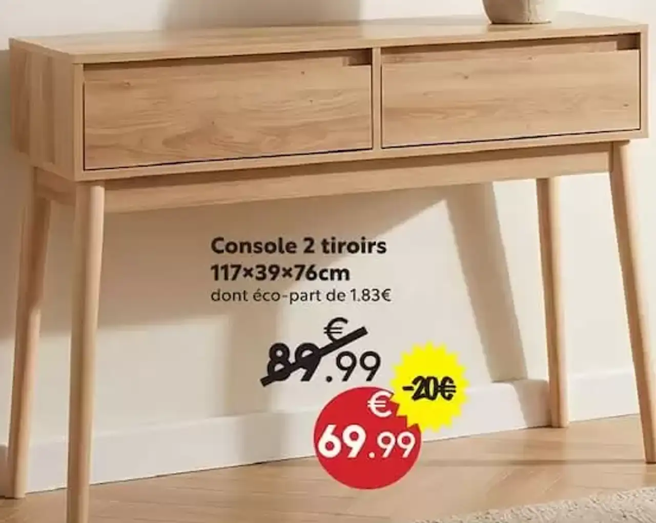Console 2 tiroirs Abana 117x39x76cm