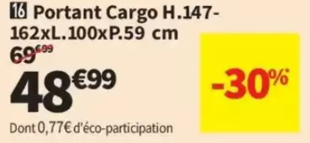 Portant Cargo H.147-162xL.100xP.59 cm