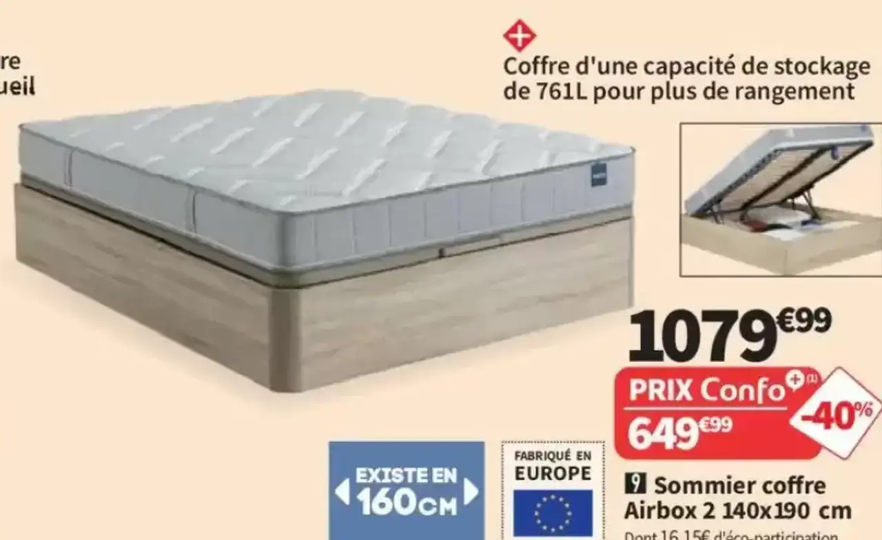 Sommier coffre Airbox 2 Bultex 140x190 cm