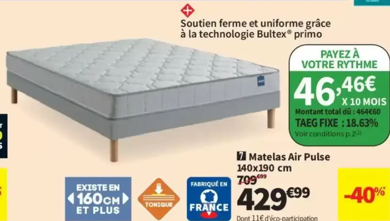 Matelas Air Pulse Bultex 140x190 cm