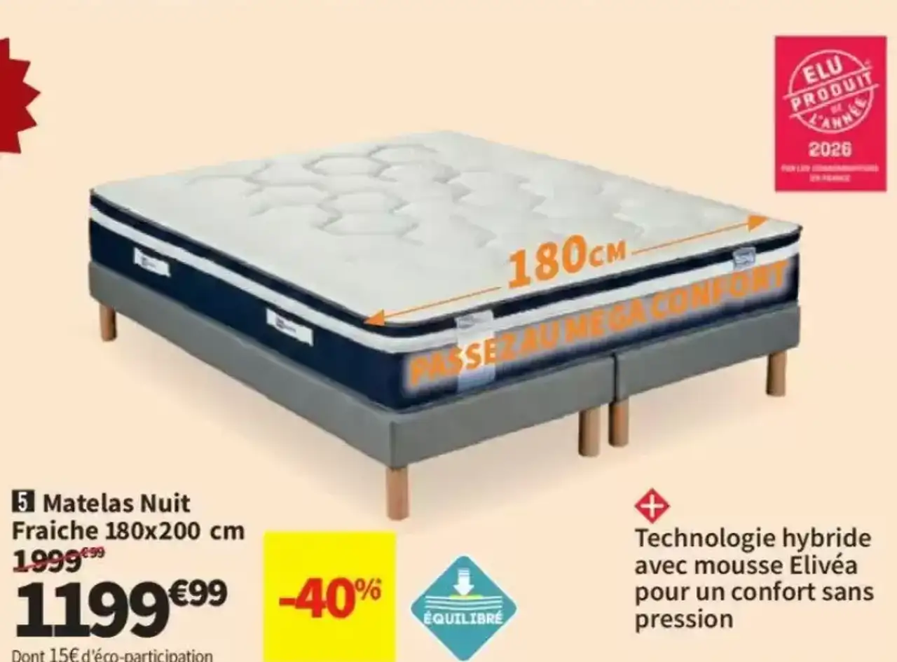 Simmons 5 Matelas Nuit Fraîche 180x200 cm