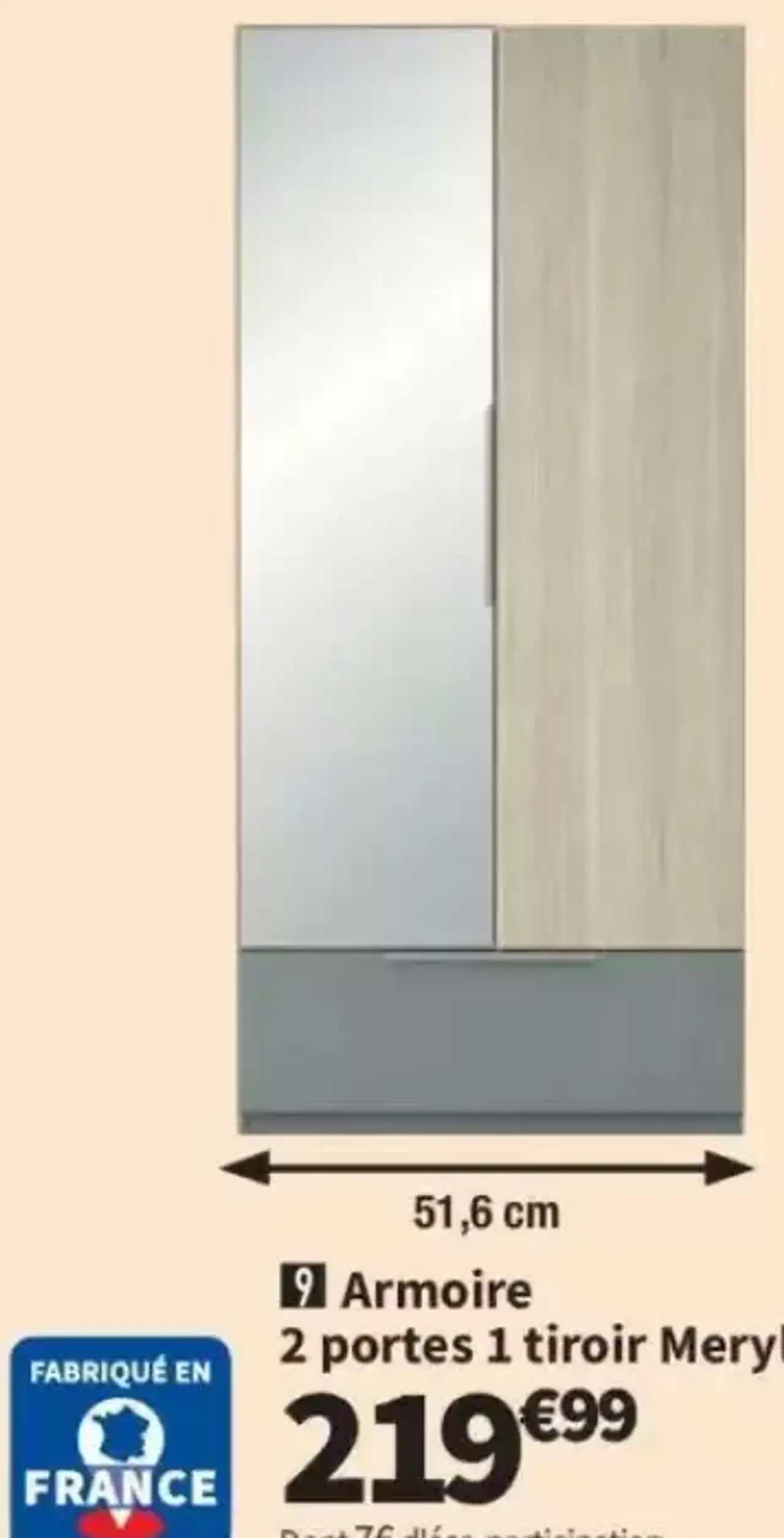 Armoire 2 portes 1 tiroir Meryl Lomoco