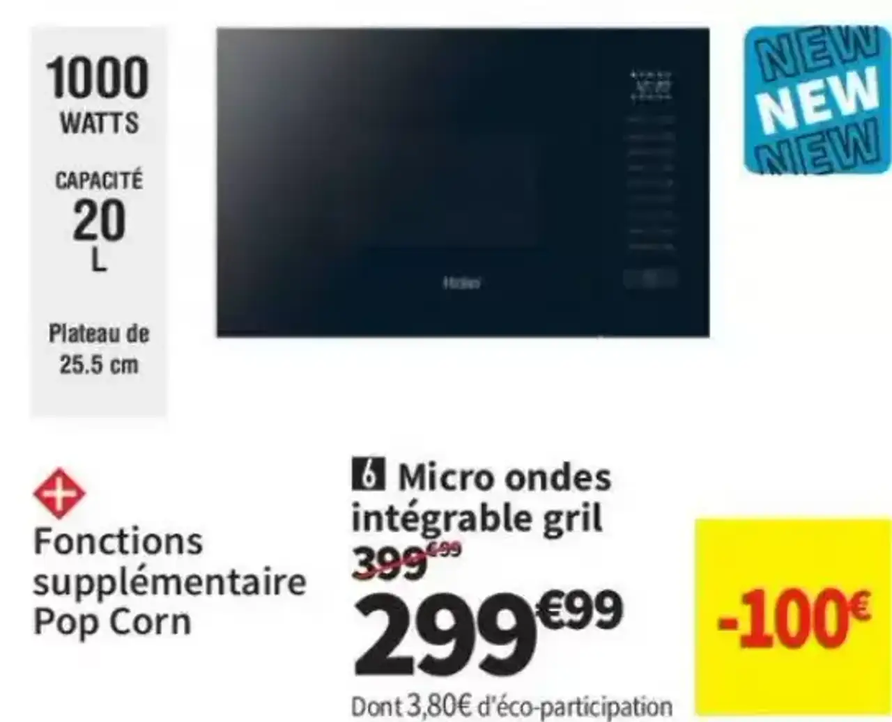 Micro ondes intégrable grill Haier HWO38MG2BHXB