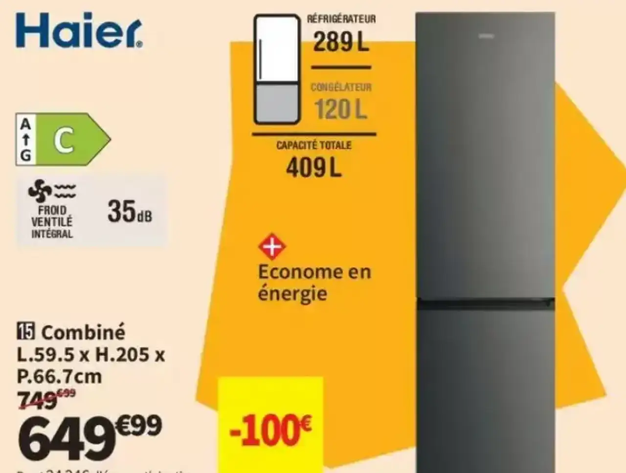 Haier Réfrigérateur combiné HDPR3620CNPD