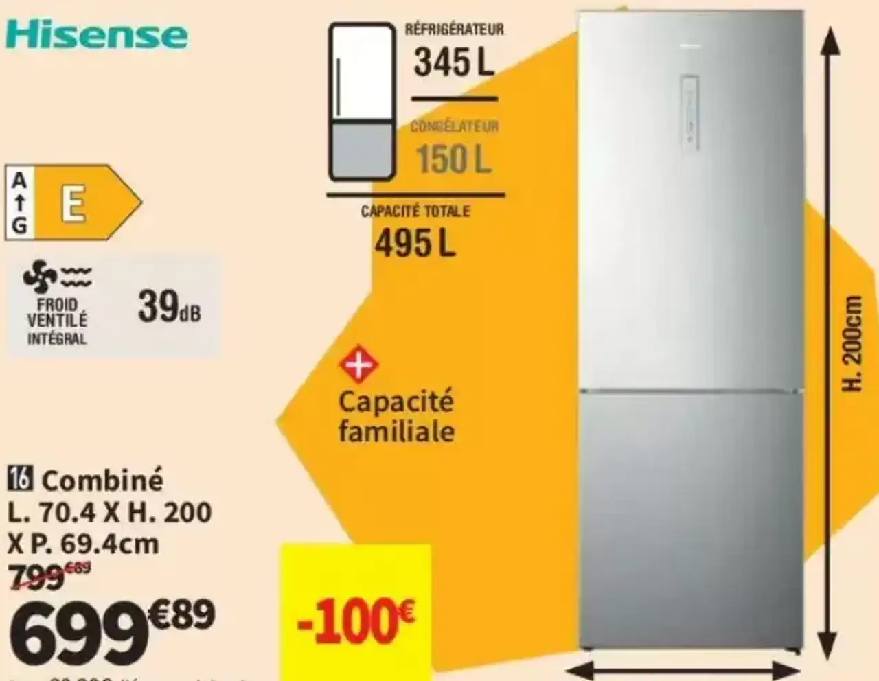 Hisense Réfrigérateur combiné RB645N4BCE