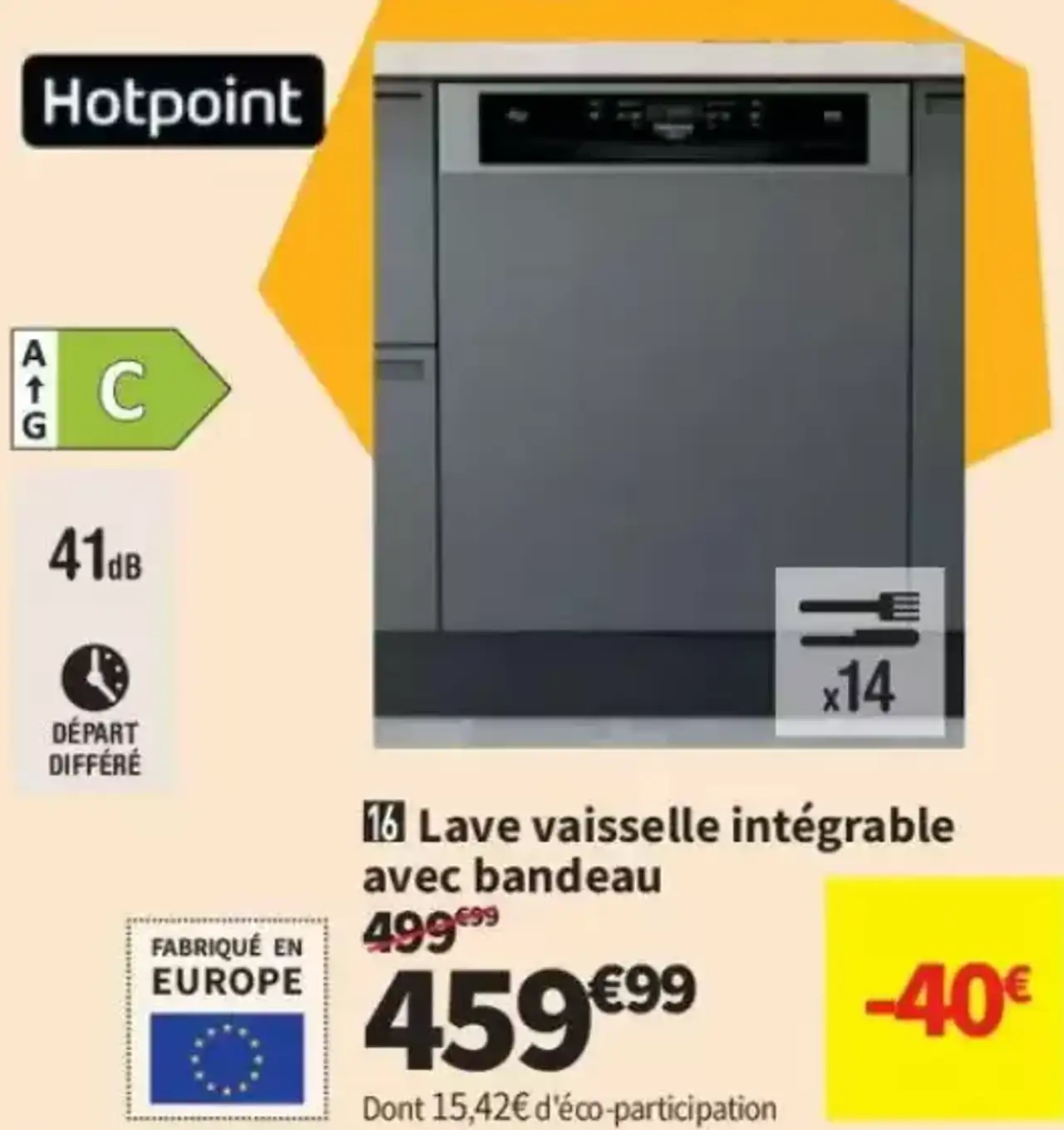 Lave vaisselle intégrable avec bandeau Hotpoint