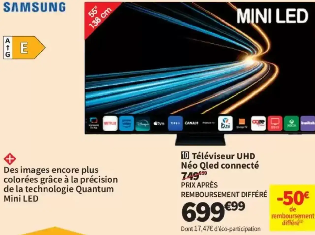 Téléviseur UHD Néo Qled connecté Samsung TQ55QN74HAUXXC