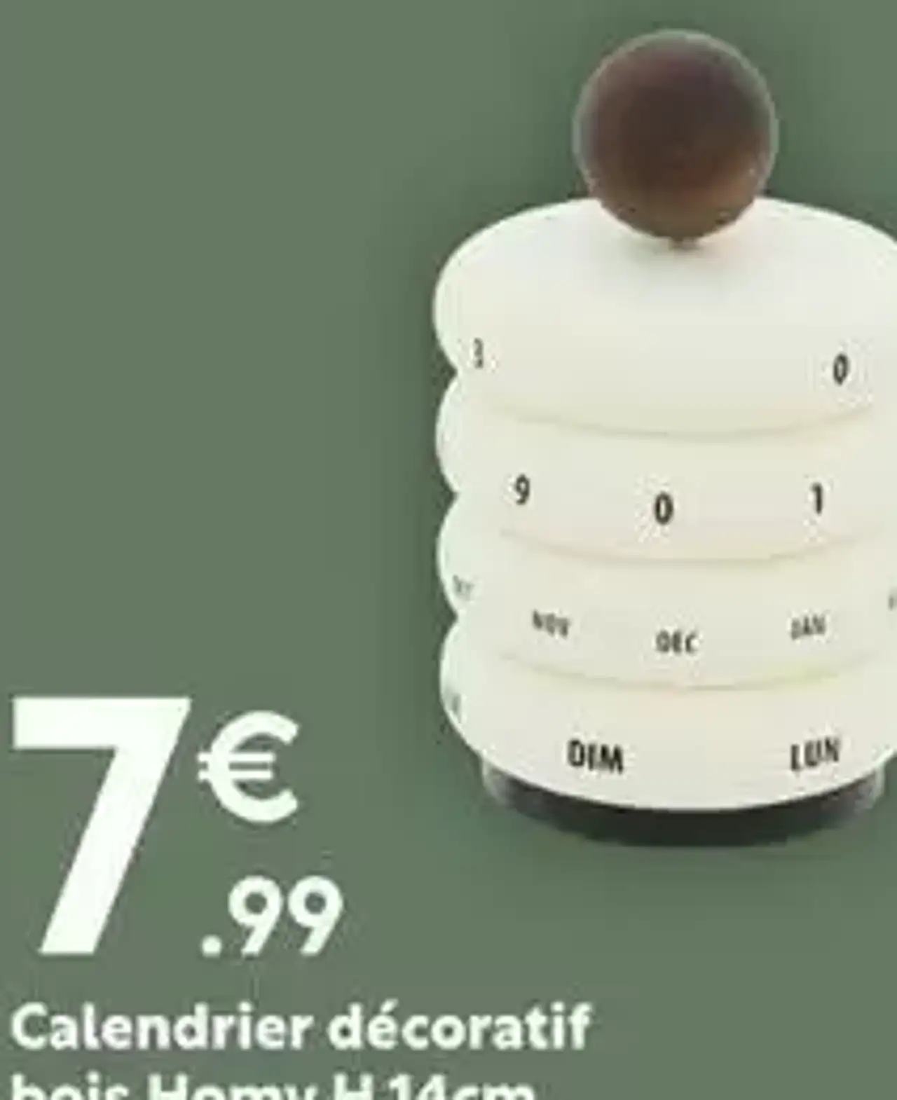 Calendrier décoratif bois Homy H.14cm