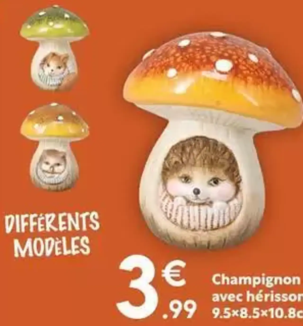 Champignon avec hérisson 9.5x8.5x10.8cm