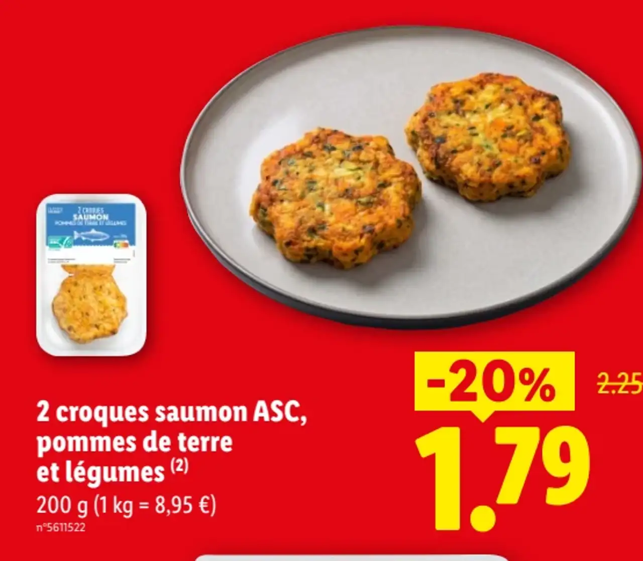 2 croques saumon ASC, pommes de terre et légumes