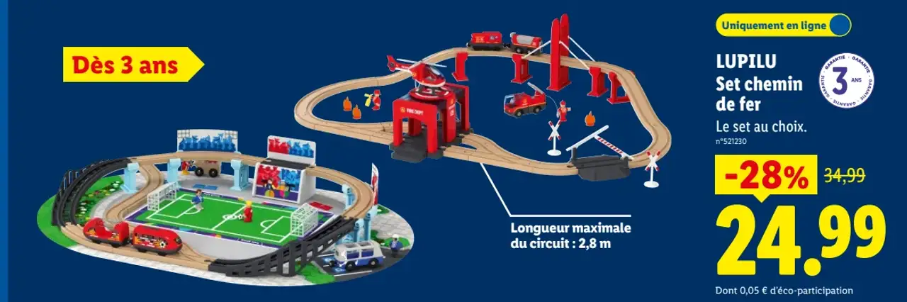 LUPILU Set chemin de fer (Terrain de foot ou caserne de pompiers)
