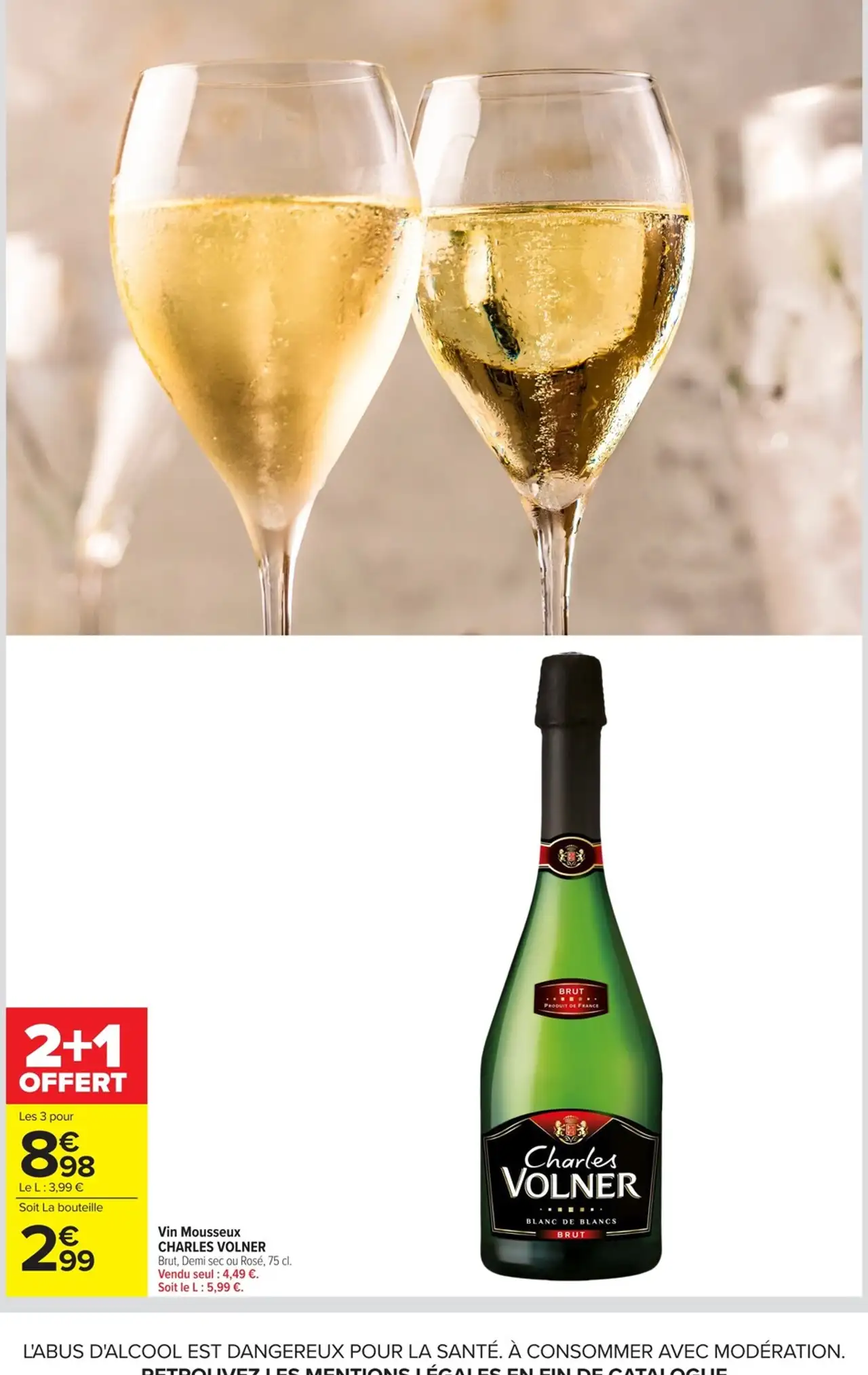 Vin Mousseux Charles Volner Brut, Demi sec ou Rosé