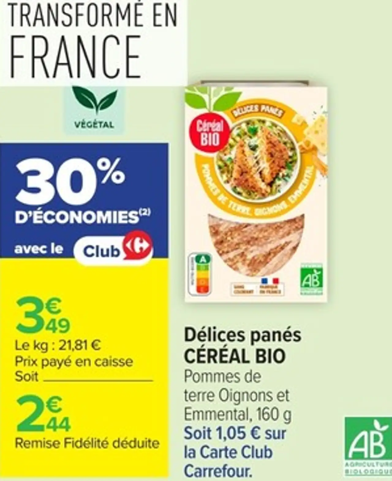 Délices panés Céréal Bio Pommes de terre Oignons et Emmental