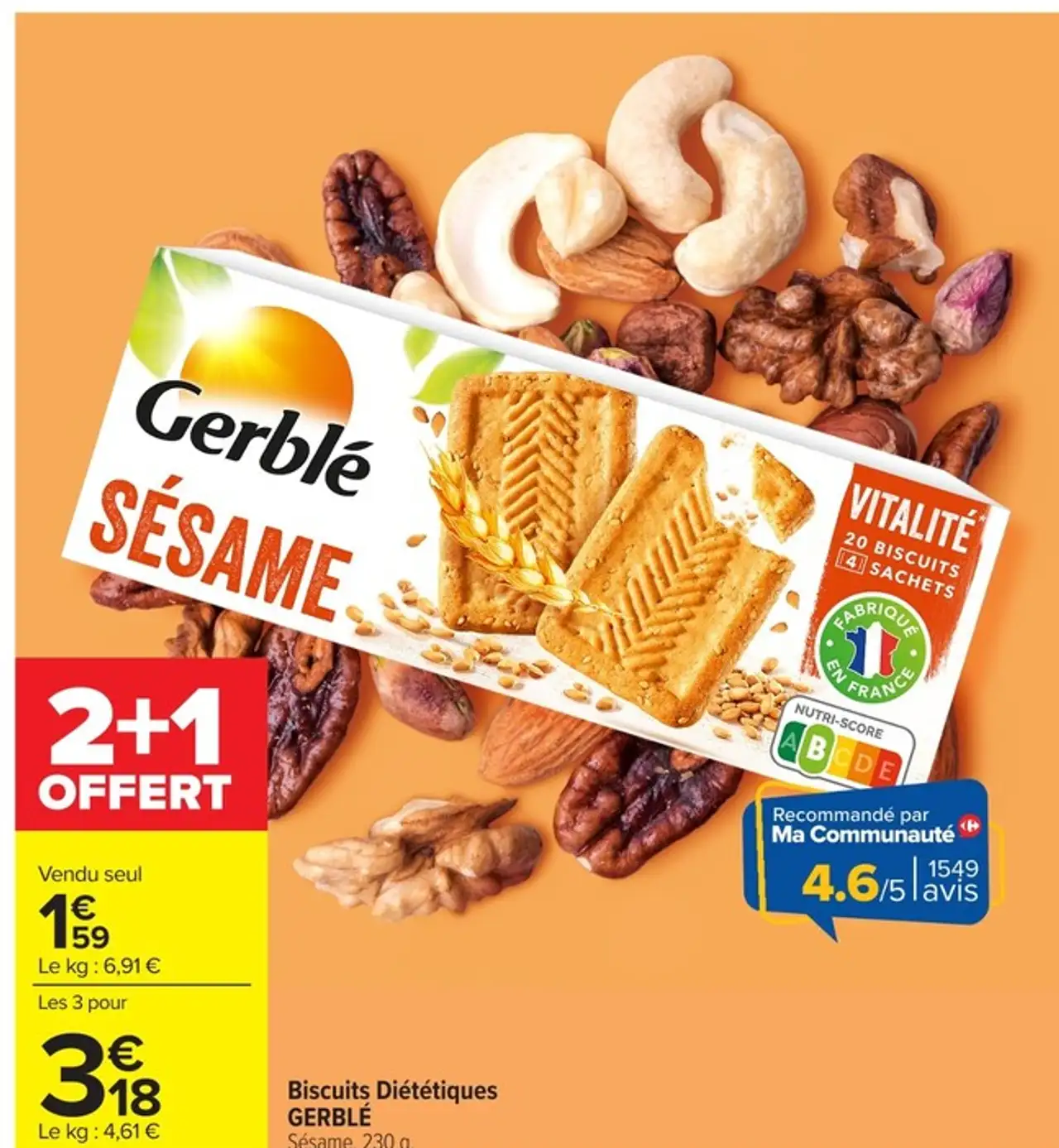 Biscuits Diététiques GERBLÉ Sésame