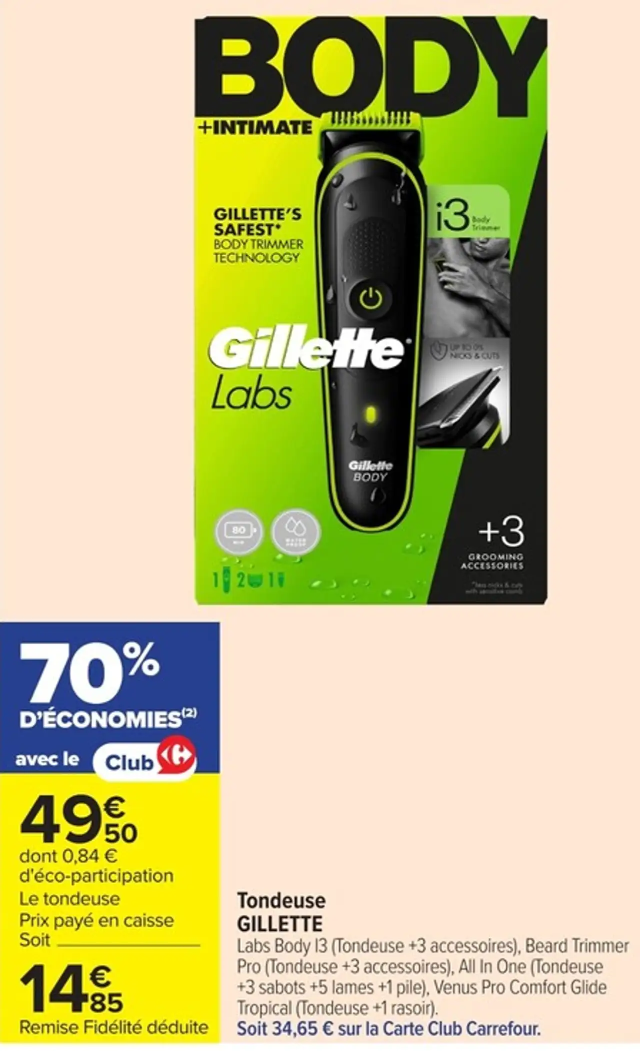 Tondeuse GILLETTE Labs Body I3, Beard Trimmer Pro ou Venus Pro Comfort Glide