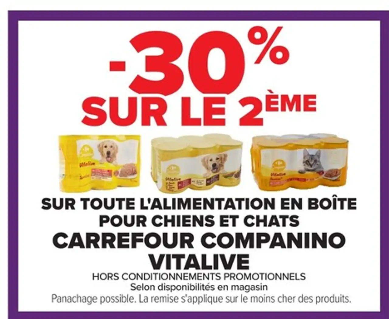 Alimentation en boîte pour chiens et chats CARREFOUR COMPANINO VITALIVE