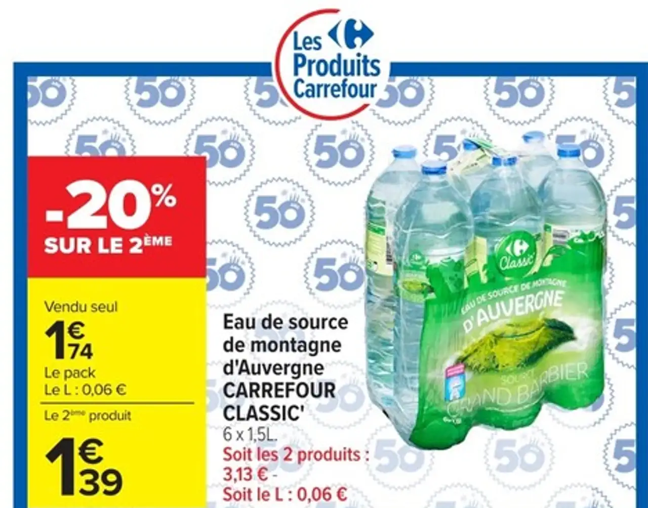 Carrefour Classic Eau de source de montagne d'Auvergne
