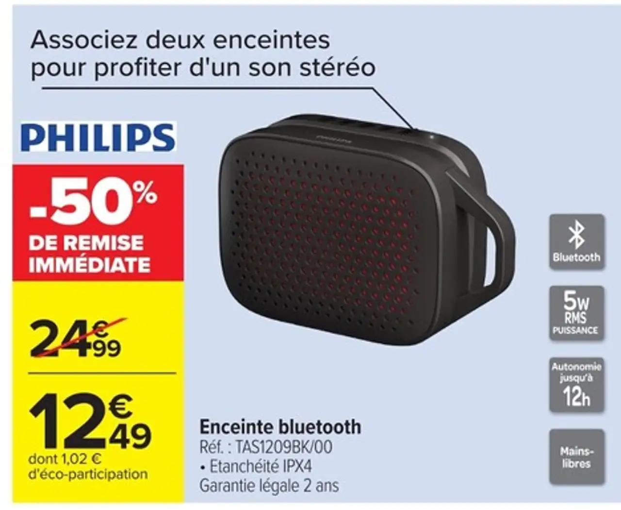 Enceinte bluetooth Philips TAS1209BK/00