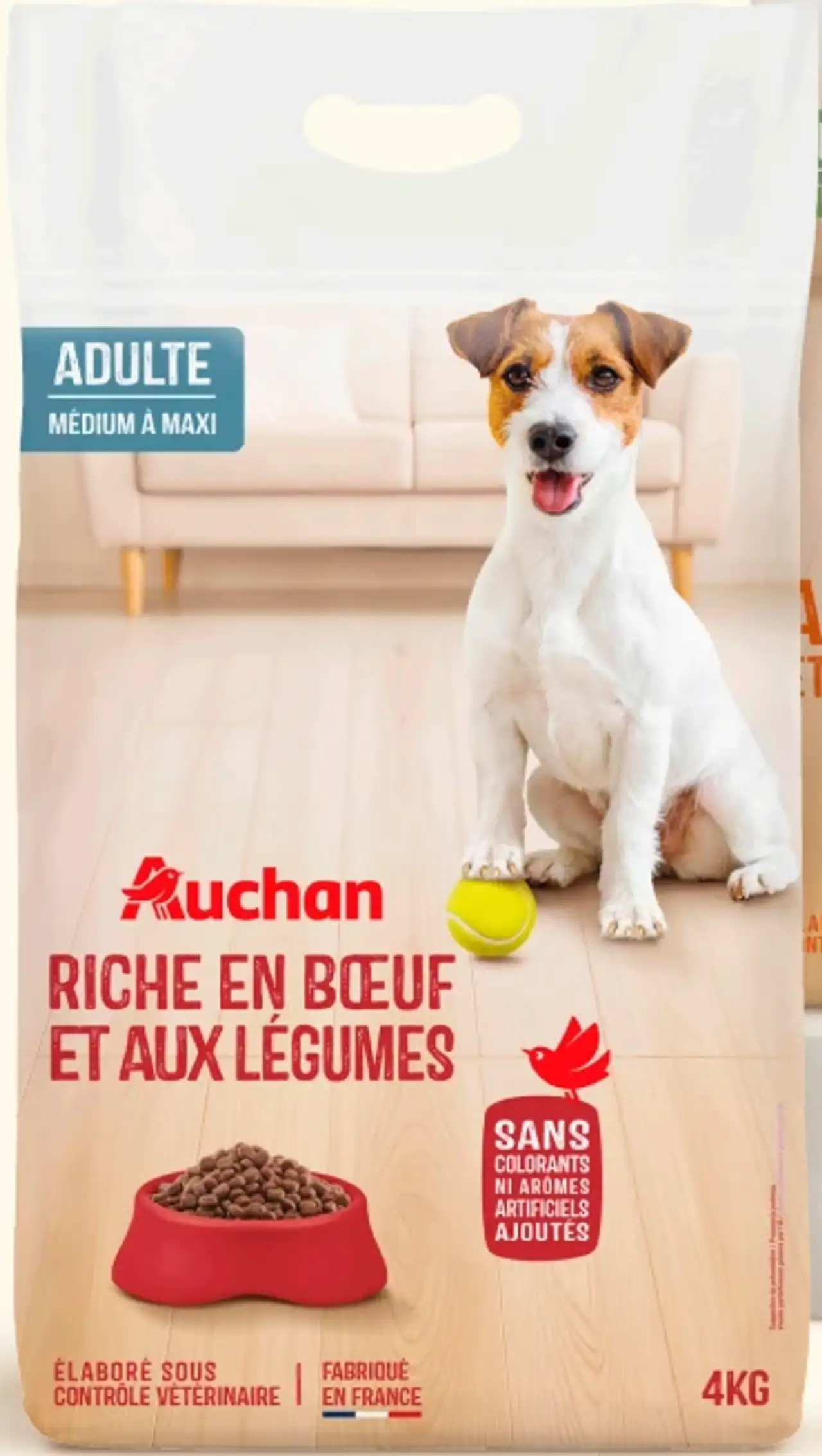 Croquettes pour chien adulte médium à maxi Riche en Boeuf et aux Légumes Auchan