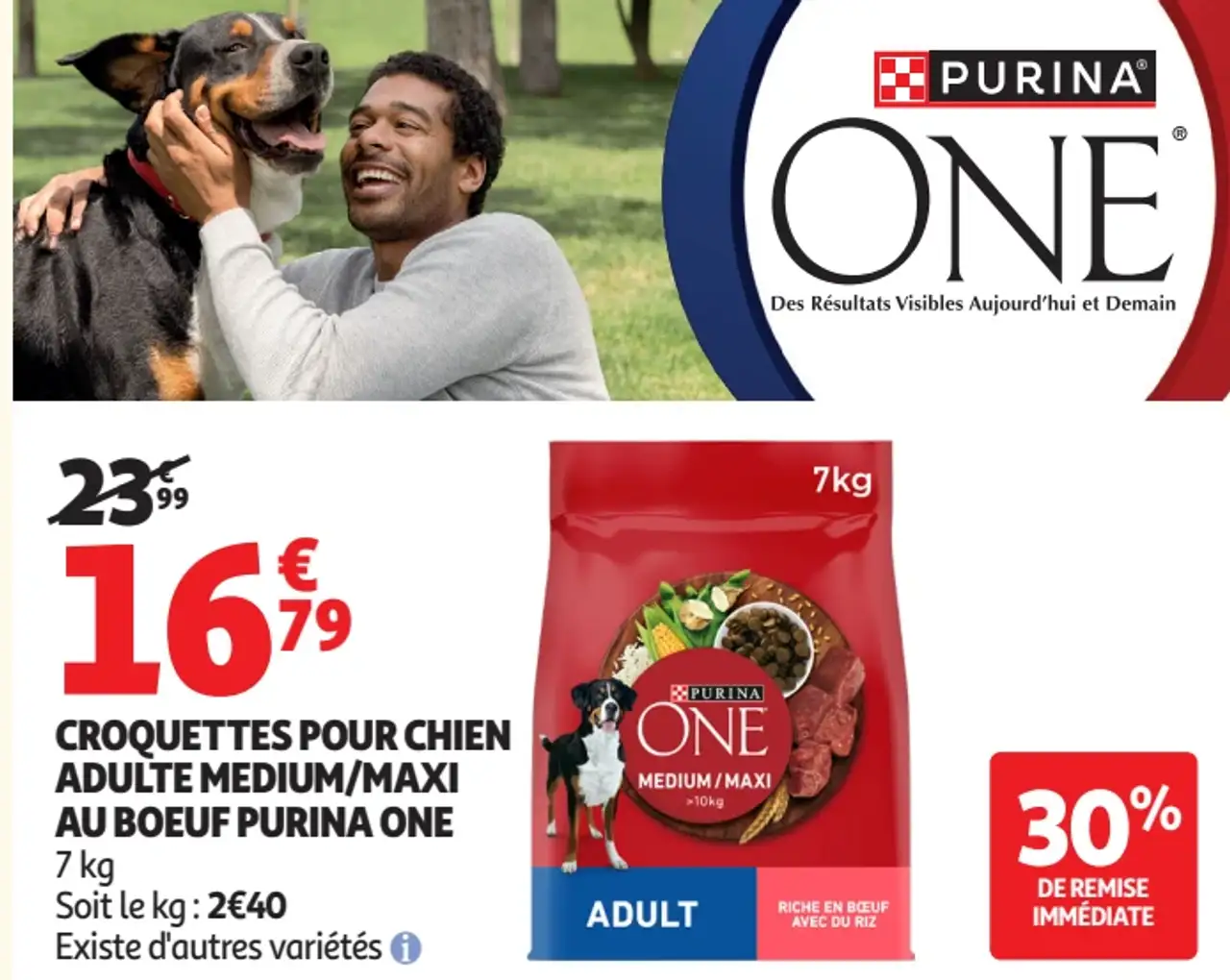 Croquettes pour chien adulte medium/maxi au boeuf Purina One