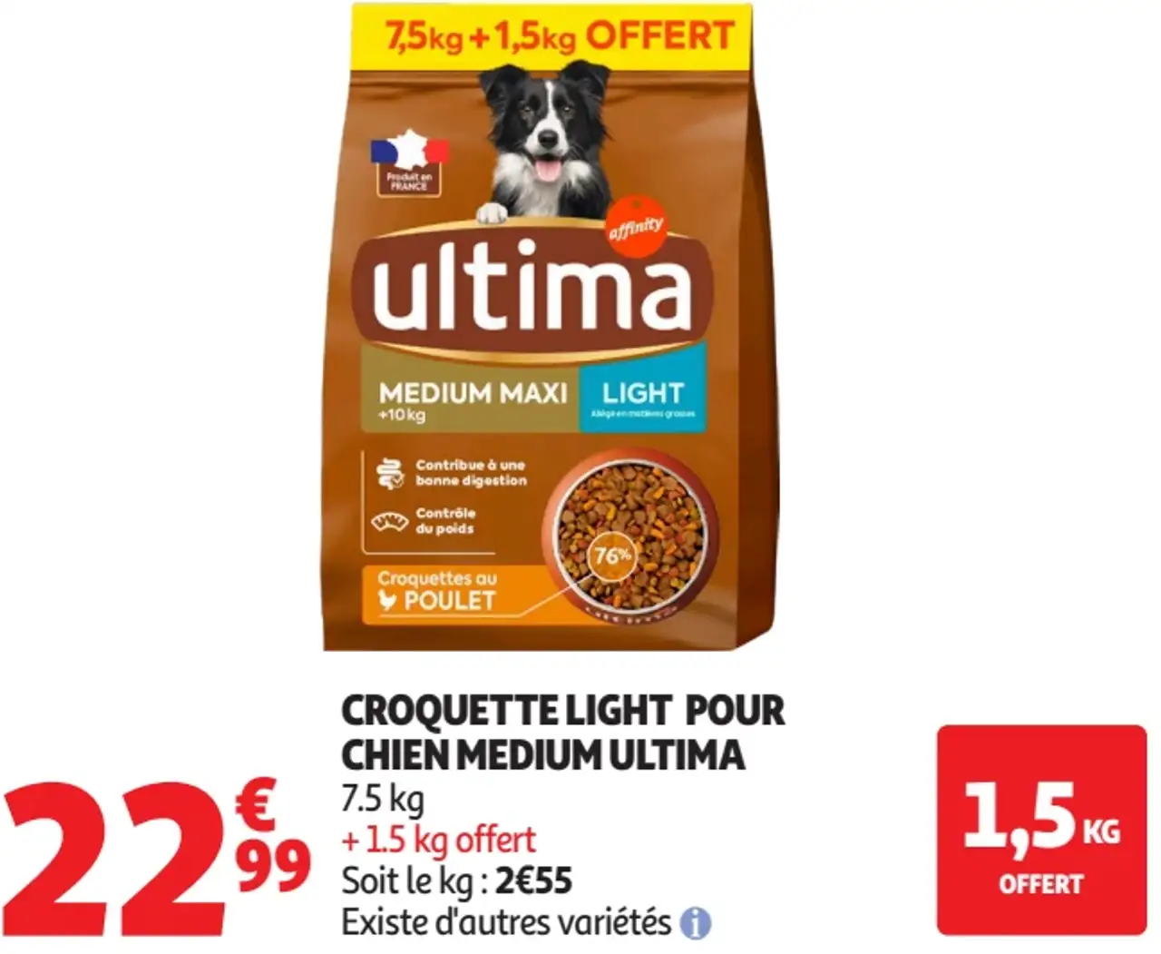 Croquette light pour chien medium Ultima