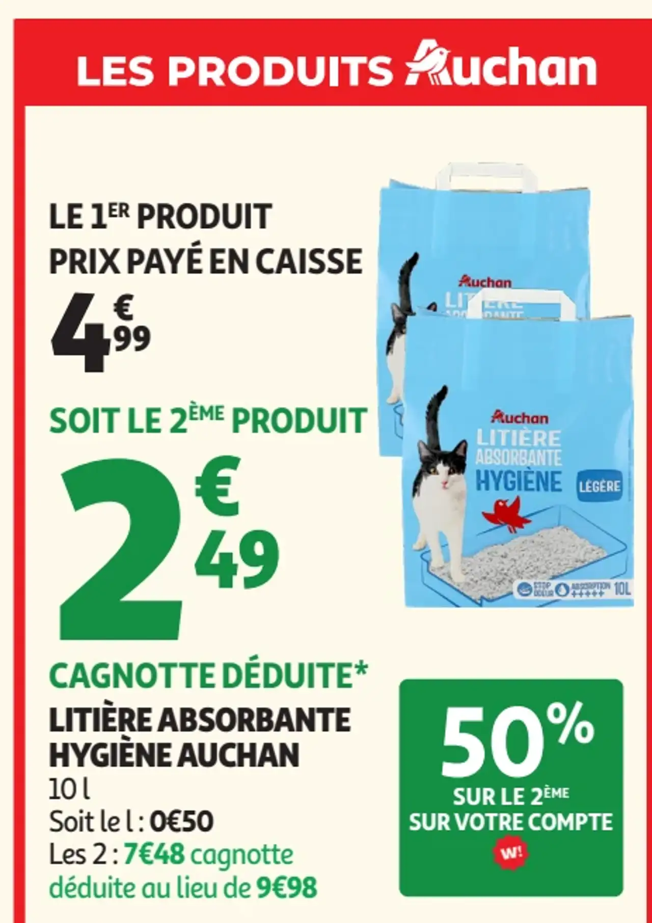 Litière absorbante hygiène Auchan