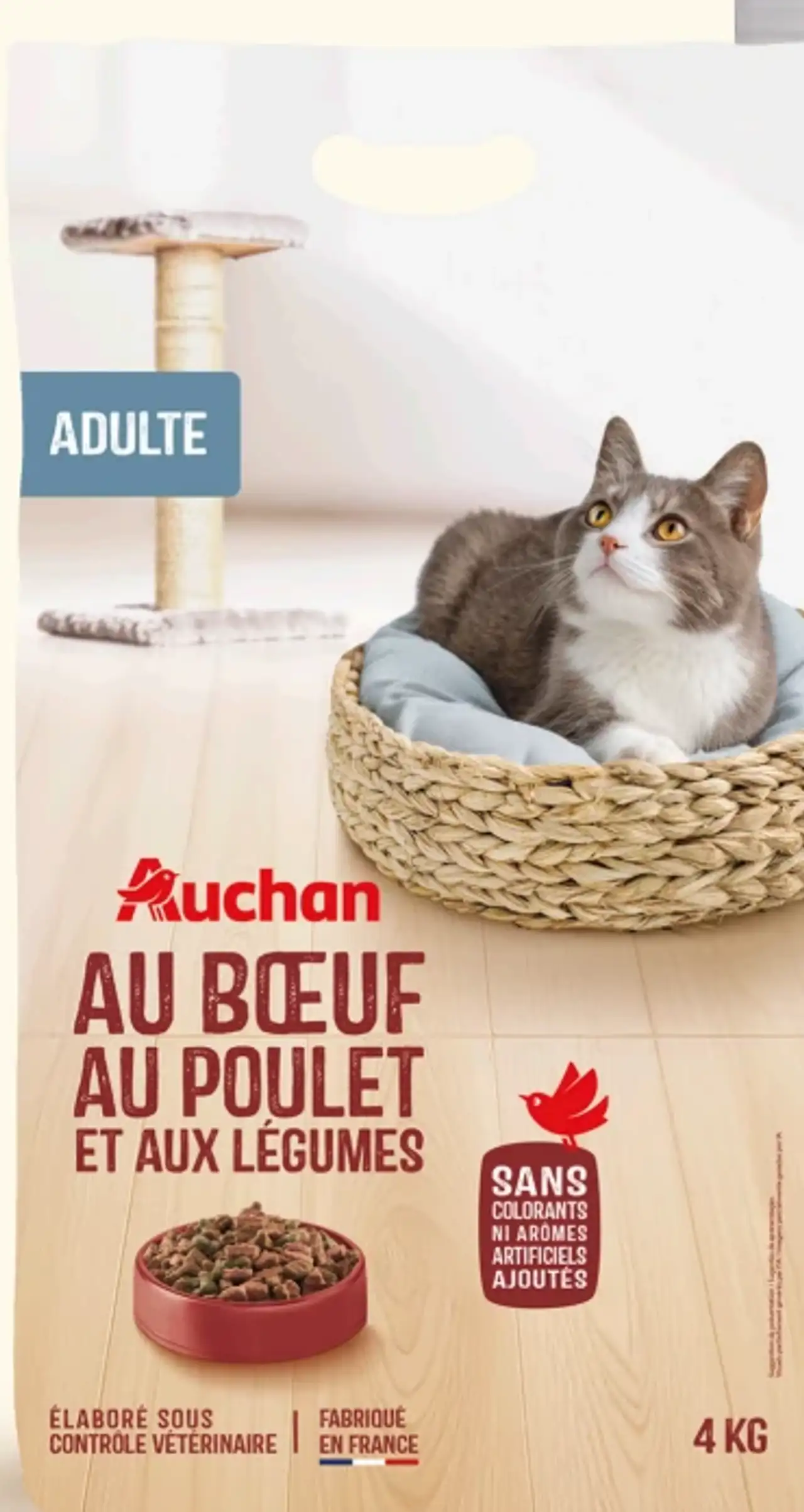 Croquettes au bœuf, au poulet et aux légumes pour chat adulte Auchan