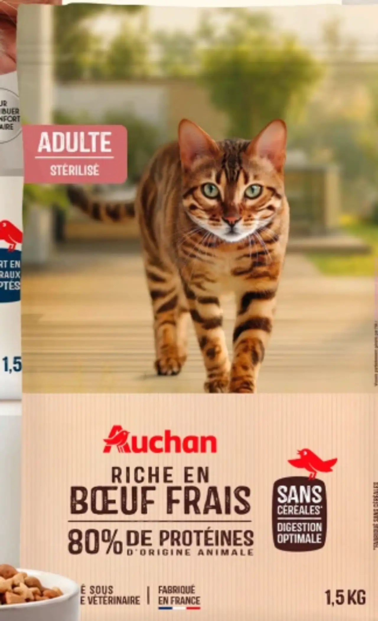 Croquettes riche en bœuf frais pour chat adulte stérilisé Auchan