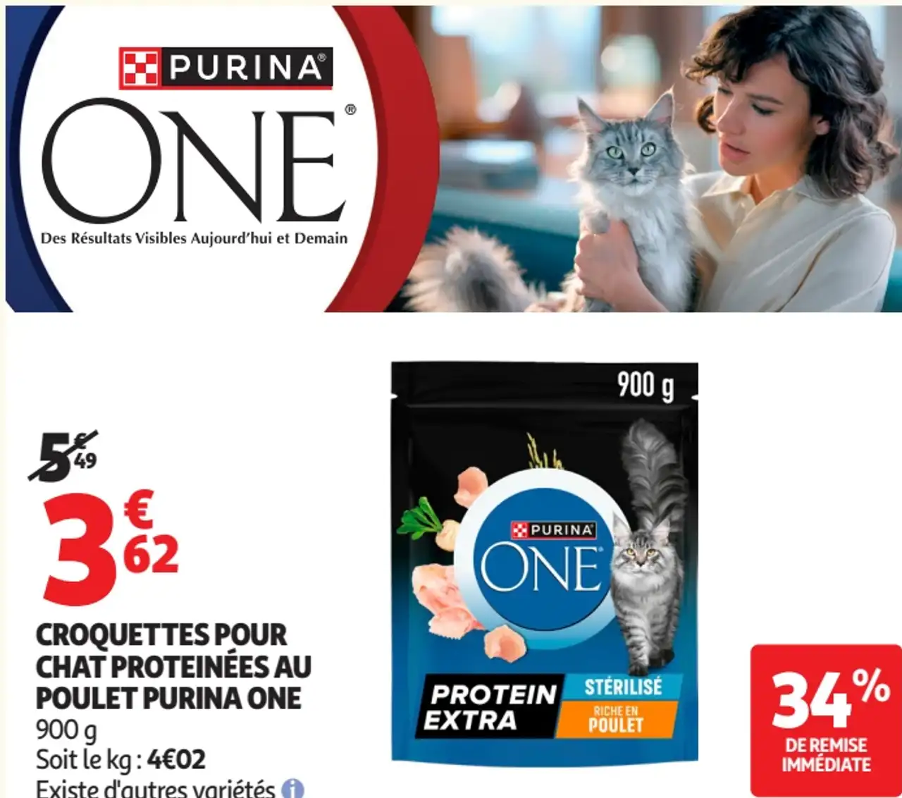 Croquettes pour chat protéinées au poulet Purina One