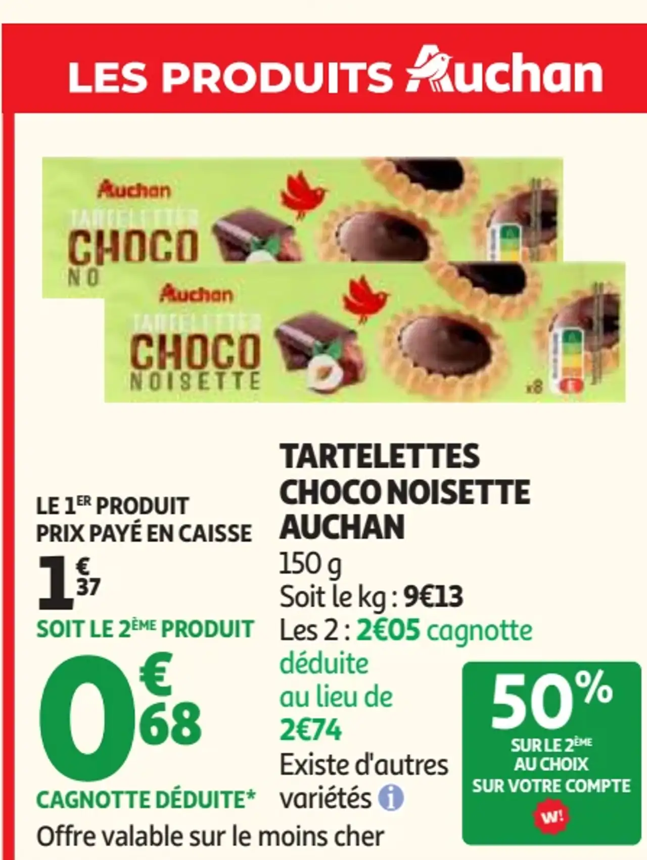 Tartelettes Choco Noisette Auchan