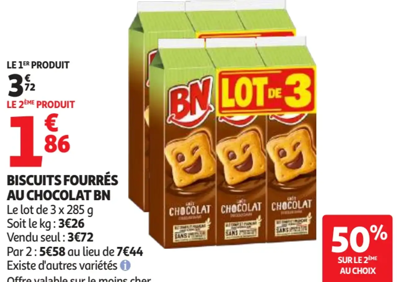 Biscuits fourrés au chocolat BN