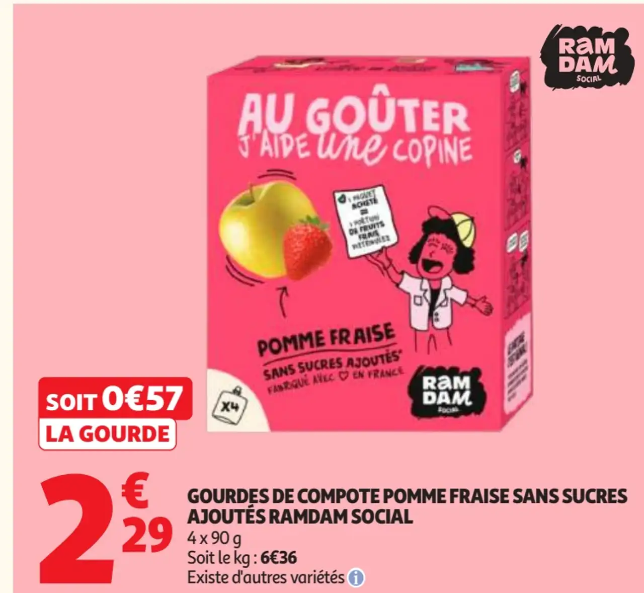 Gourdes de compote pomme fraise sans sucres ajoutés Ramdam Social