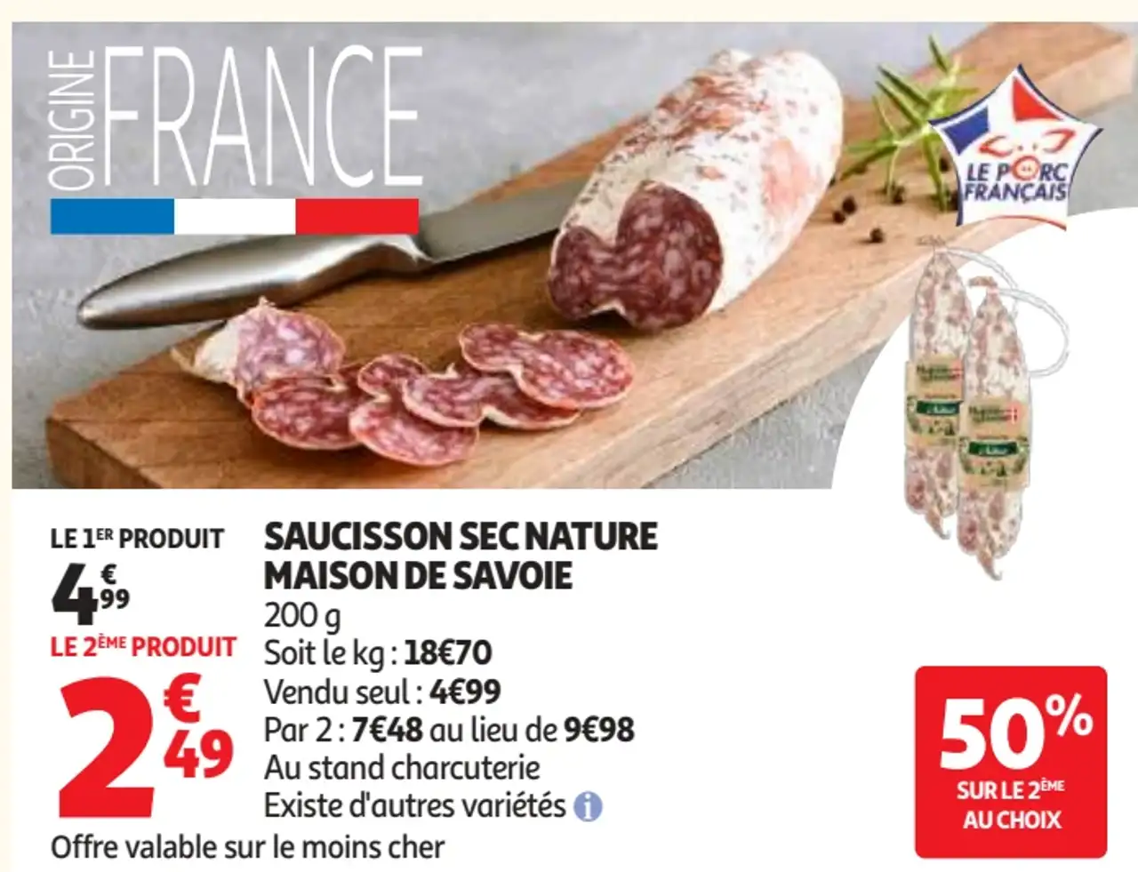 Saucisson sec nature Maison de Savoie