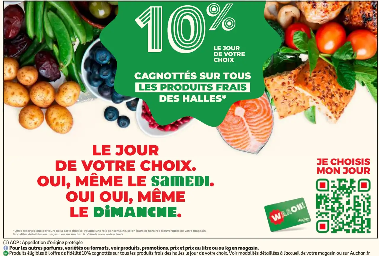 10% CAGNOTTÉS SUR TOUS LES PRODUITS FRAIS DES HALLES