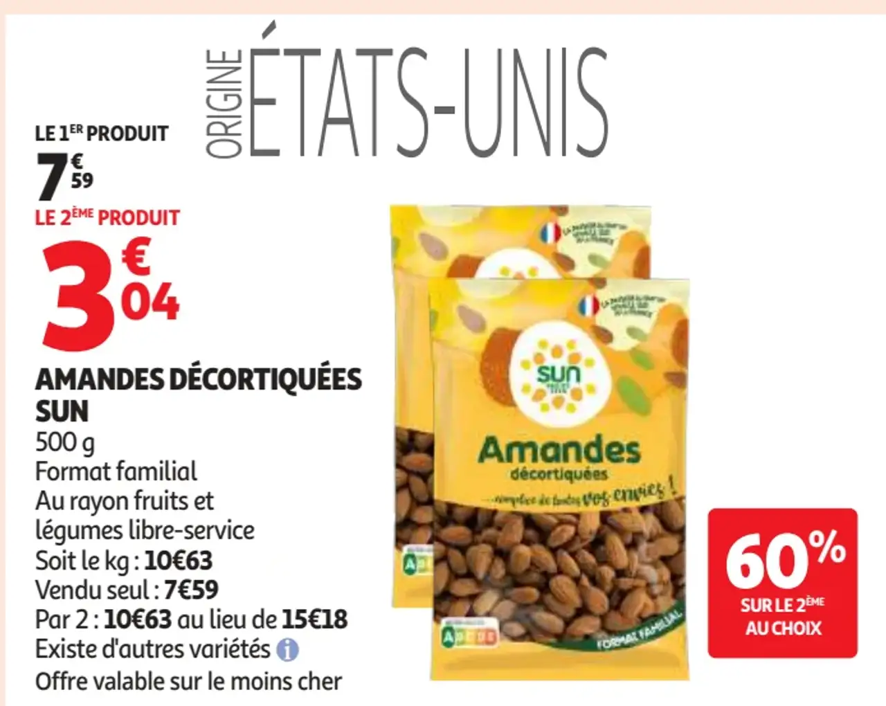 Amandes décortiquées Sun