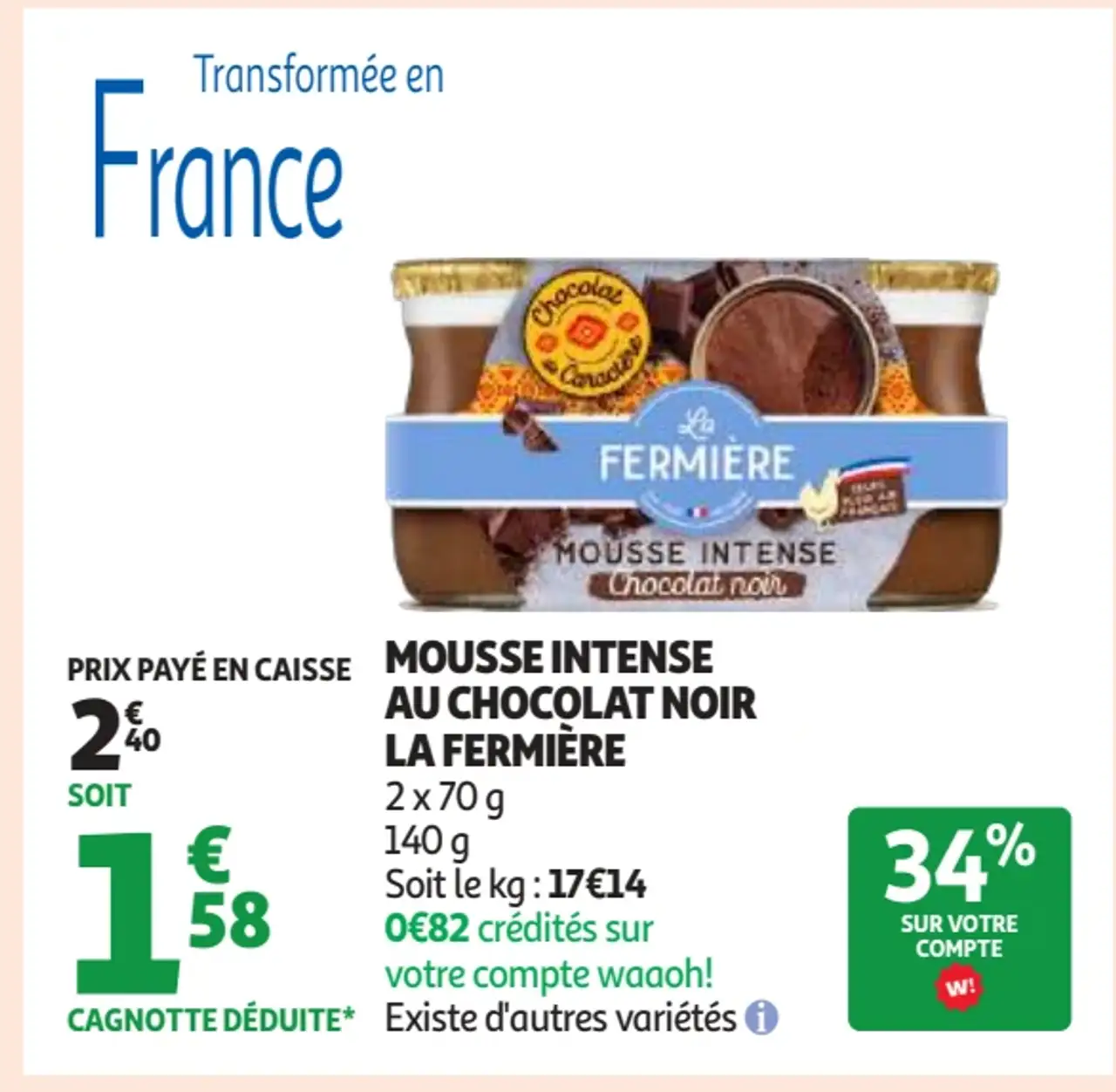 Mousse intense au chocolat noir La Fermière