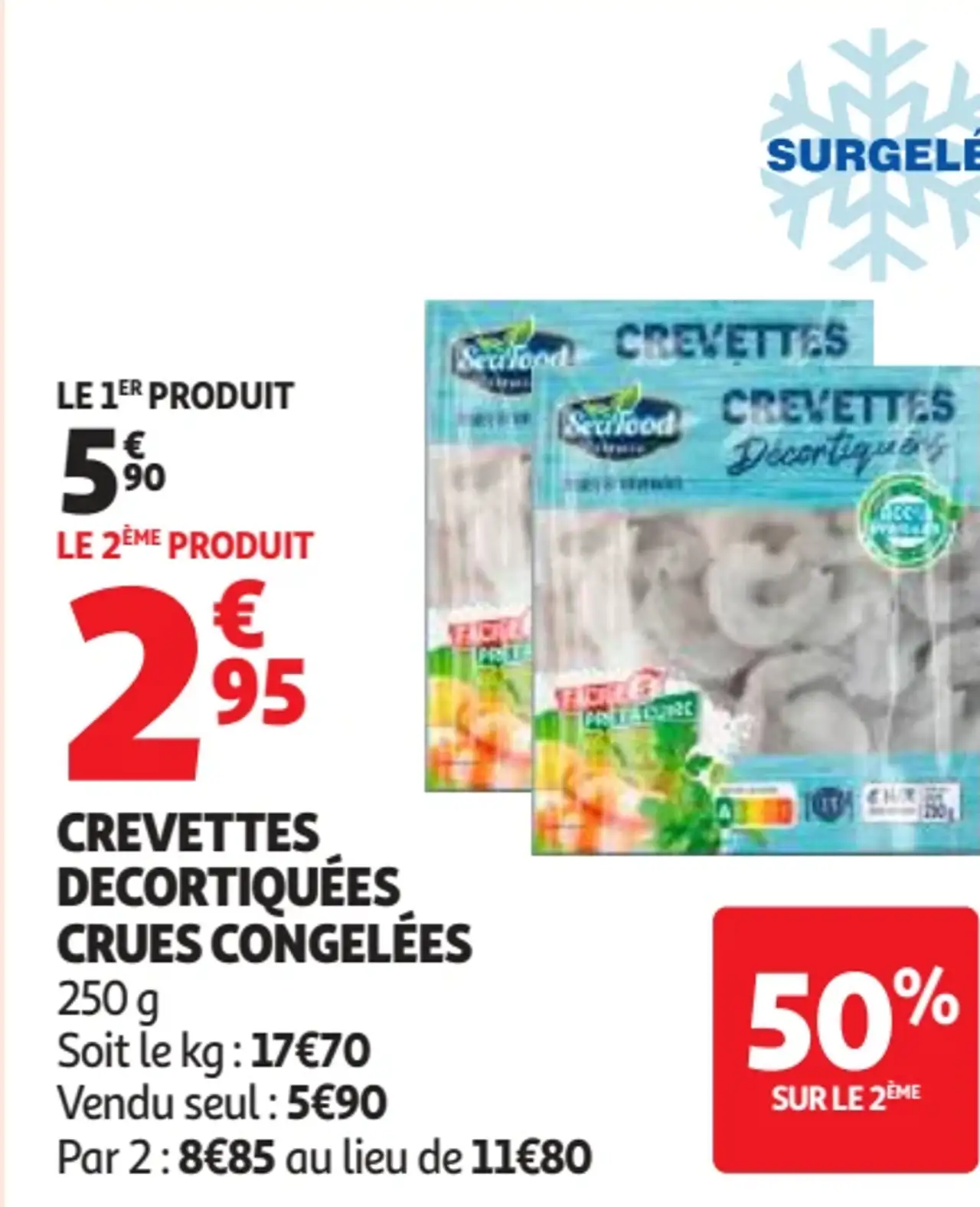 Crevettes décortiquées crues congelées