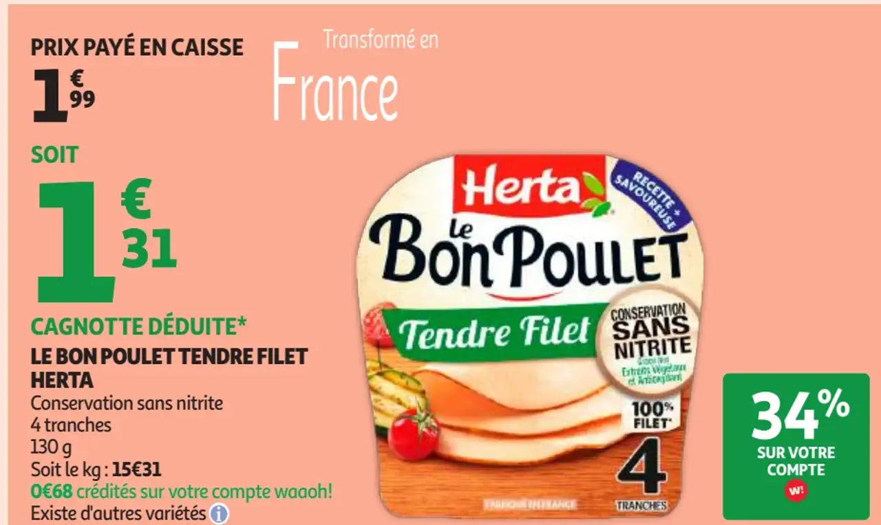 Le Bon Poulet Tendre Filet Herta