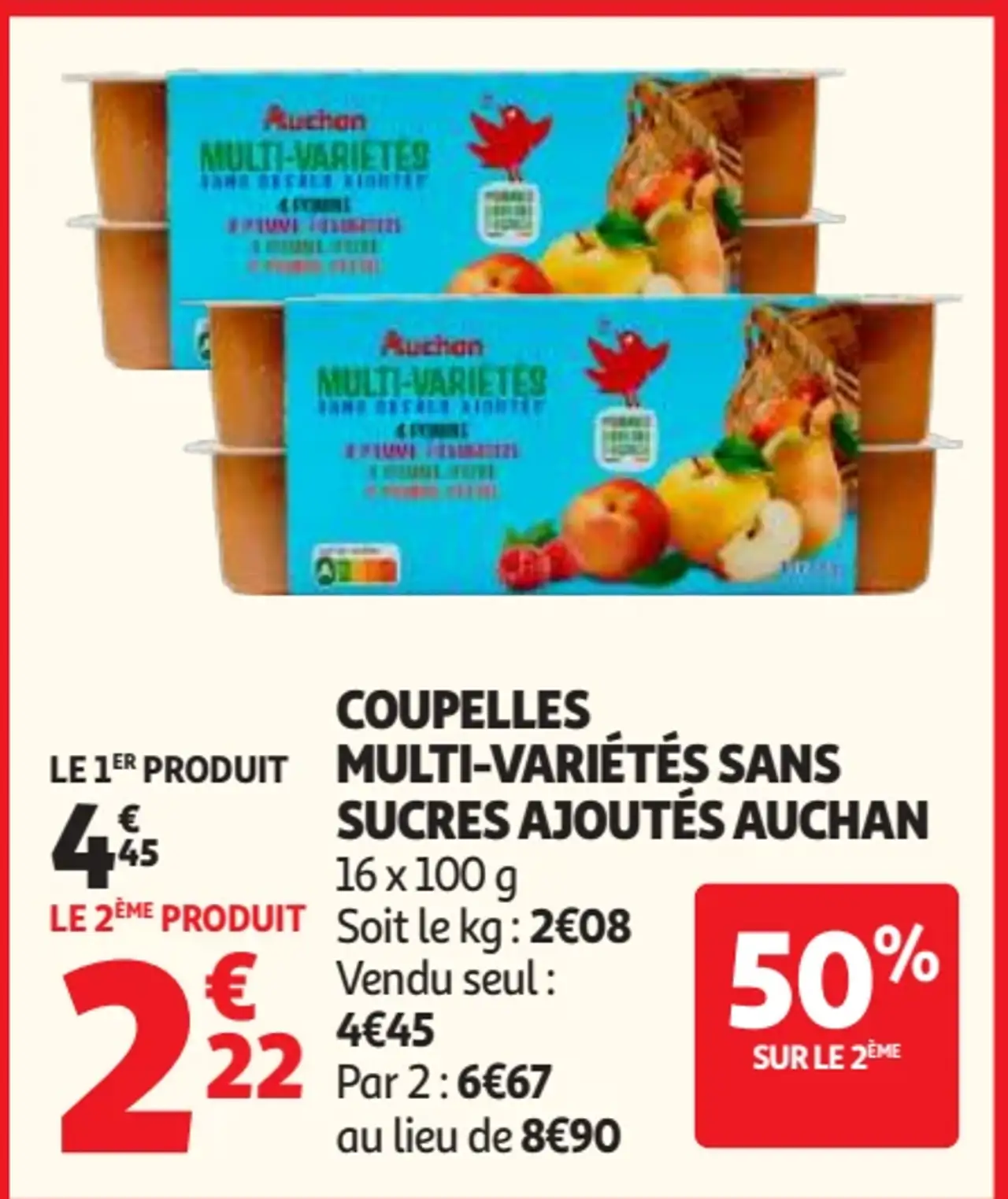 Coupelles Multi-variétés sans sucres ajoutés Auchan
