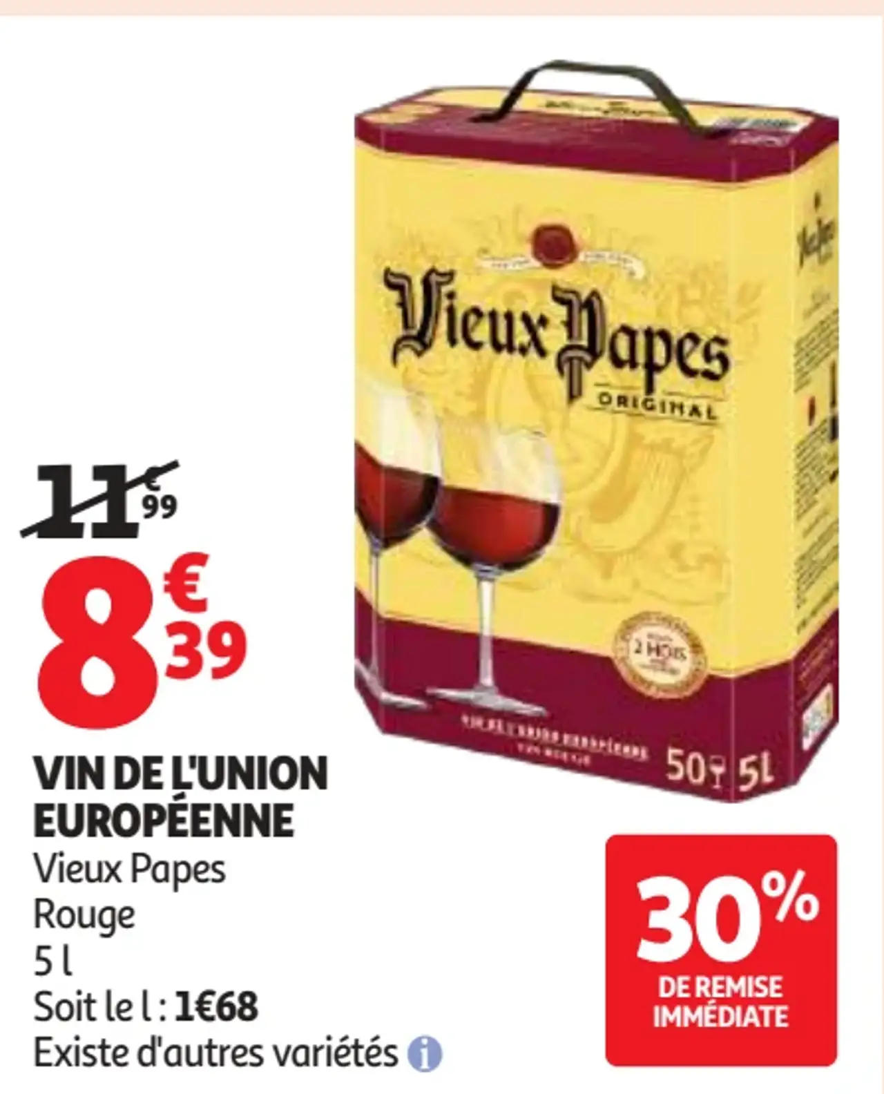 Vin de l'Union Européenne Vieux Papes Rouge