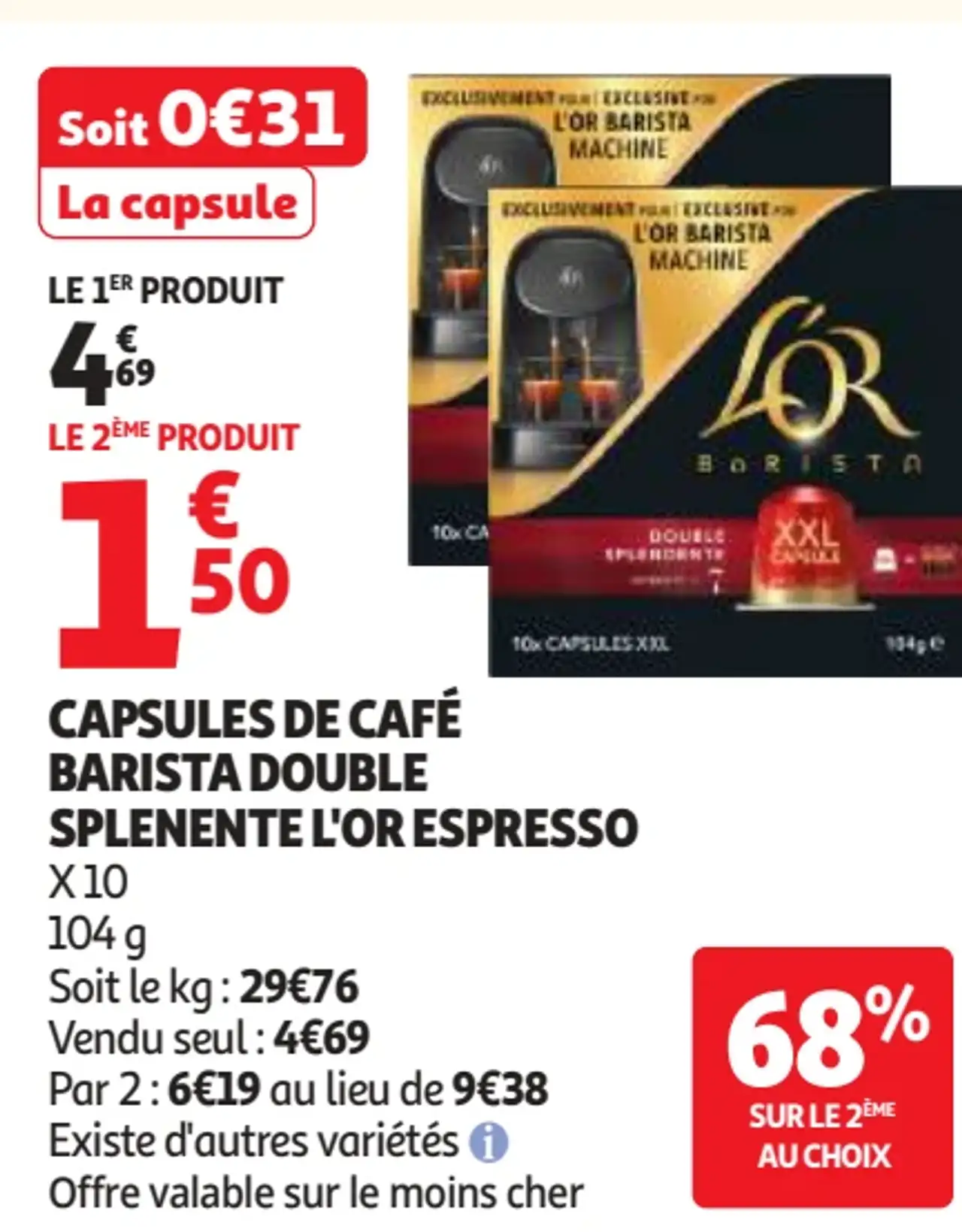 Capsules de café Barista Double Splendente L'Or Espresso