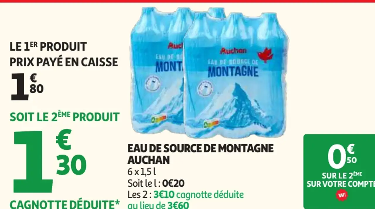 Eau de source de montagne Auchan