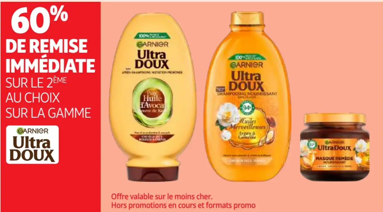 Gamme Ultra Doux Garnier (Shampooing, Après-Shampooing, Masque)