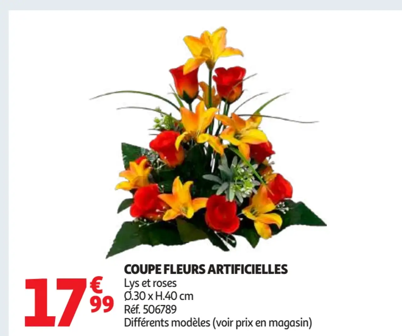 Coupe Fleurs Artificielles Lys et roses